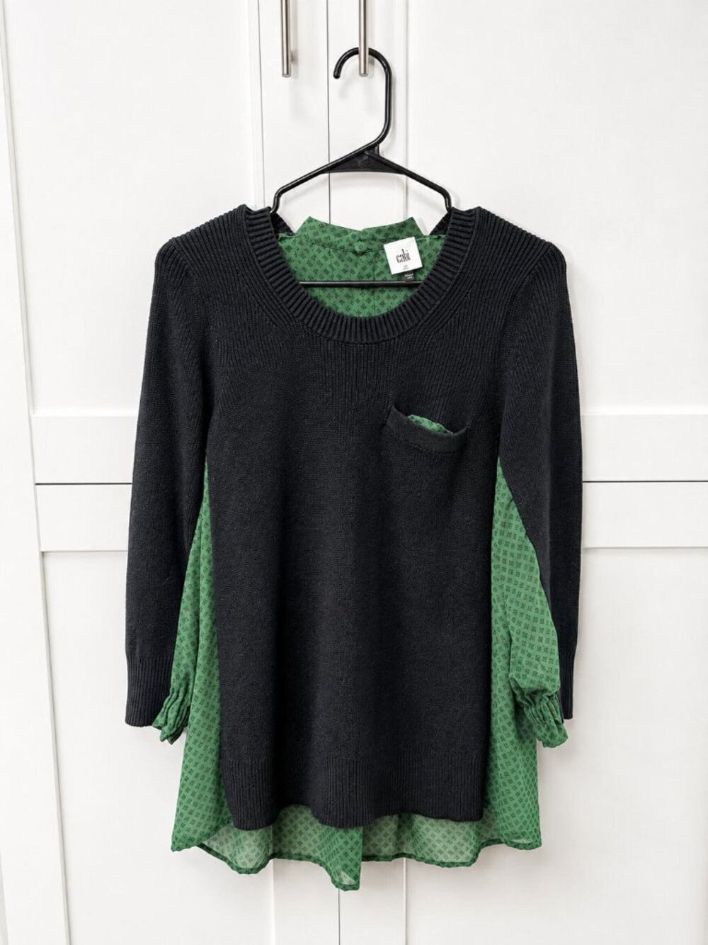 Cabi Mixed Media Sweater Blouse | XS